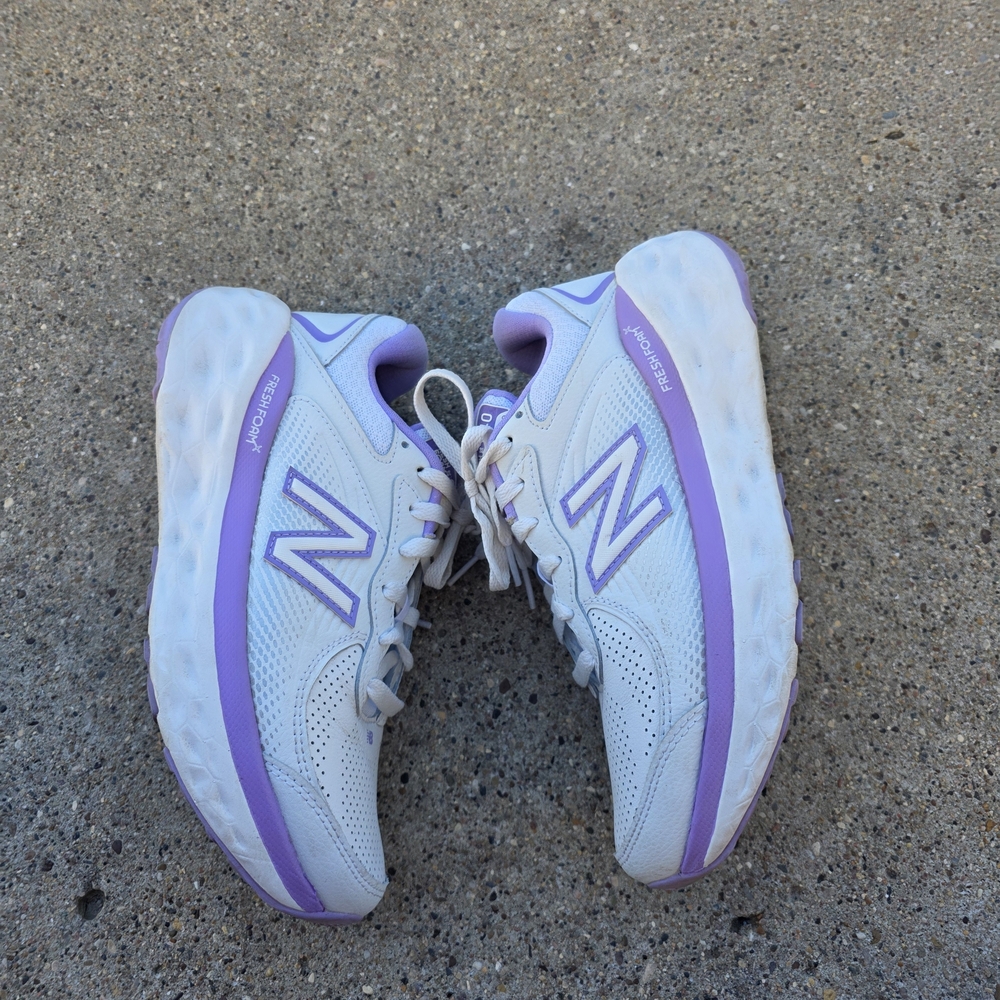 New Balance Fresh Foam Leather  Women's White and Purple Sneakers Size 9B - Picture 9 of 14